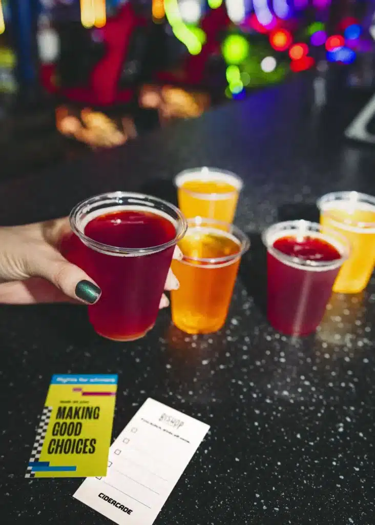 Holding flights of cider and beer